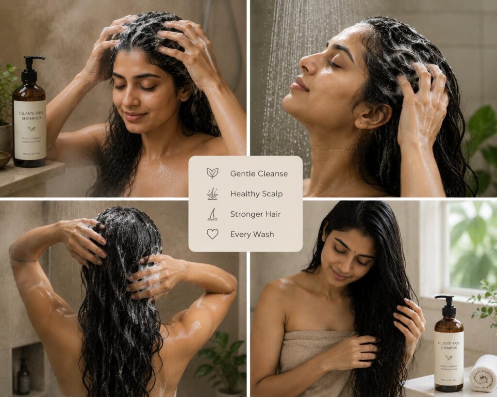 day 1 hair care routine deep cleansing scalp with sulfate free shampoo