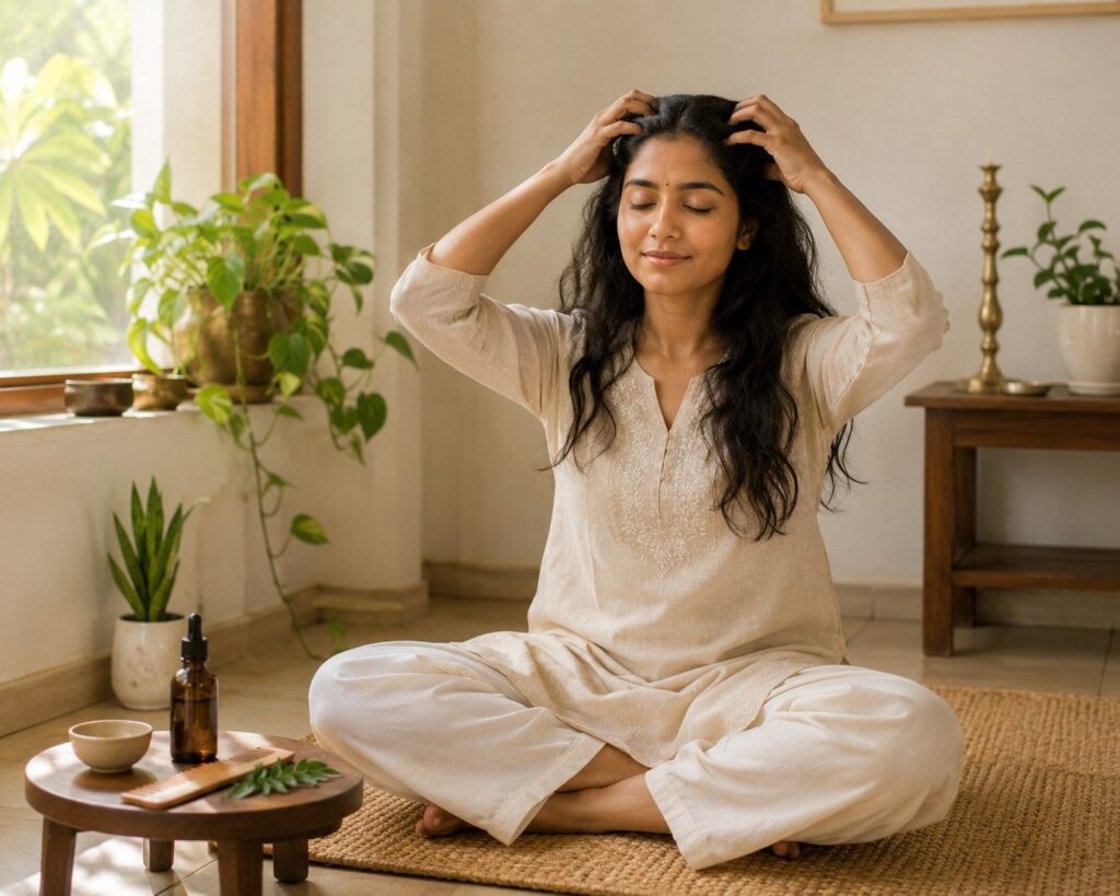 day 7 hair care rest and scalp recovery with dry massage and stress relief