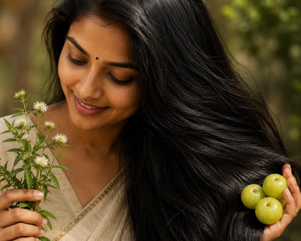 bhringraj and amla oil to prevent premature greying in Indian women