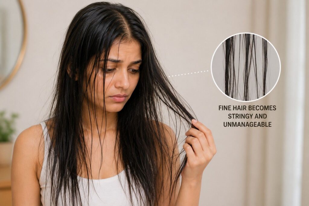 Fine Hair Becomes Stringy and Unmanageable