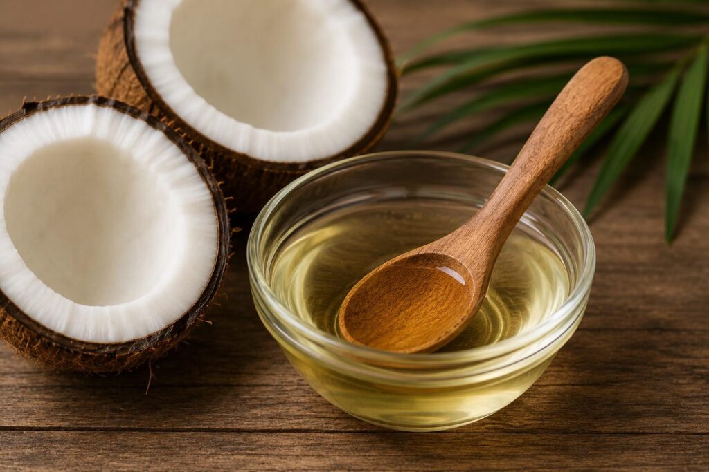 Warm coconut oil deep conditioning treatment for dry hair at home India