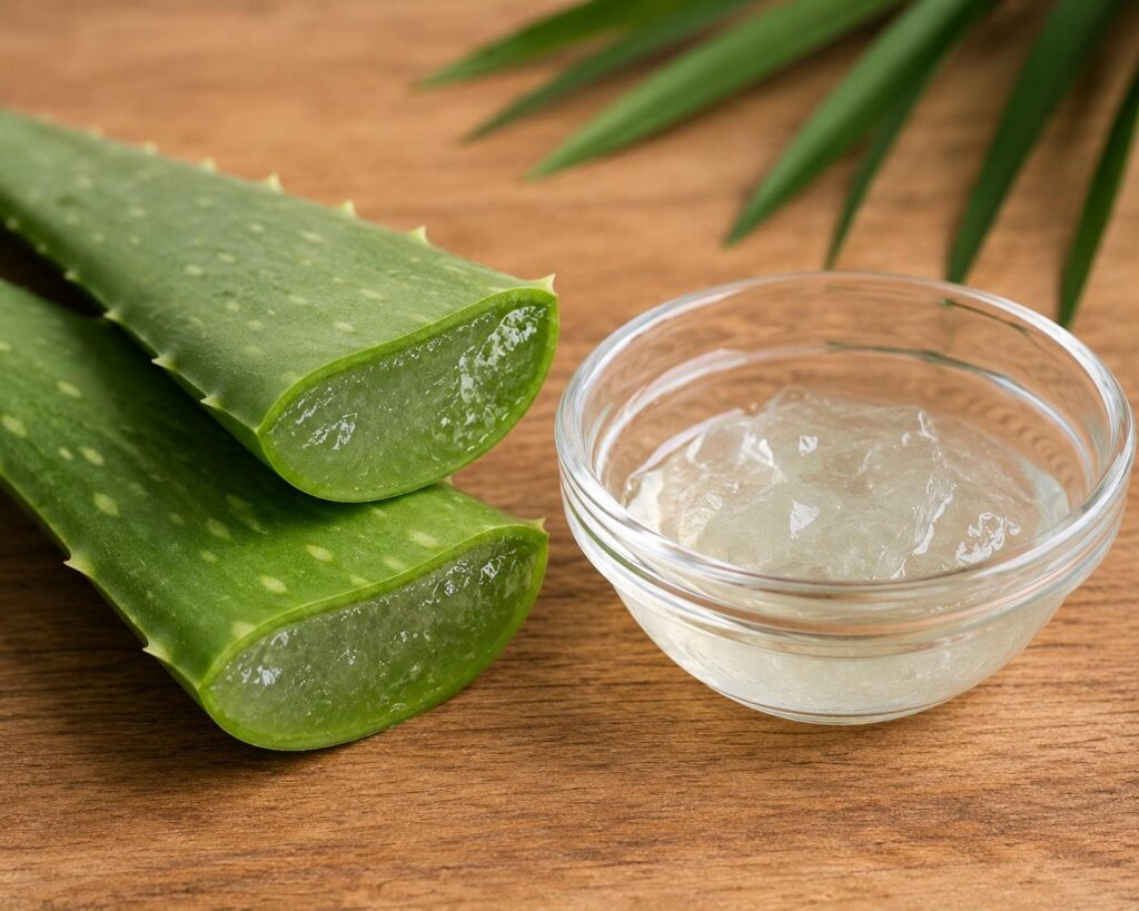 Fresh aloe vera gel home remedy for dry hair and itchy scalp India