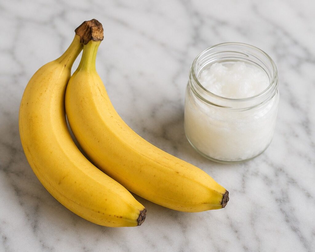 Banana and coconut oil paste home remedy for dry chemically treated hair