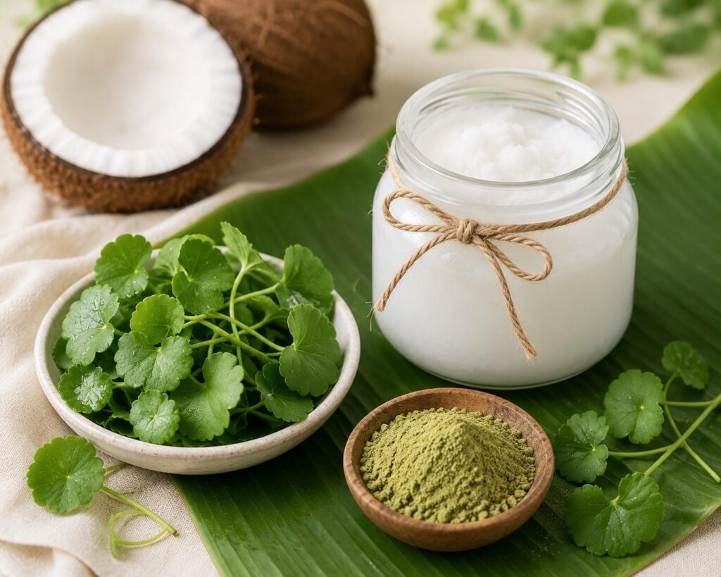 Brahmi coconut oil hair mask for stress-related hair fall Ayurvedic remedy
