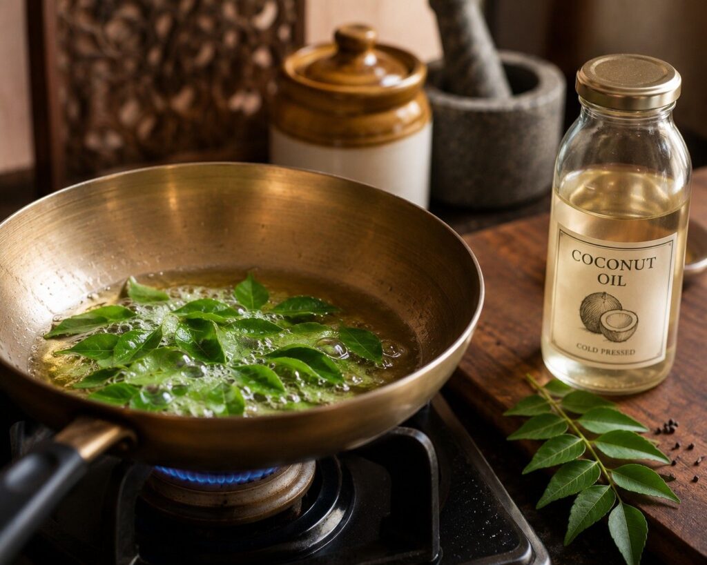 Curry leaves in coconut oil for hair fall and premature greying Ayurvedic remedy