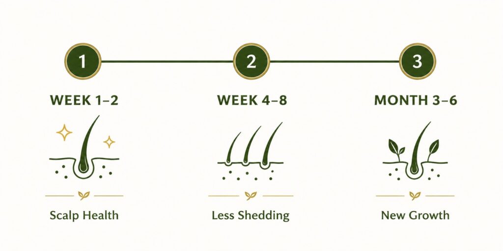 How long Ayurvedic remedies take to stop hair fall — results timeline
