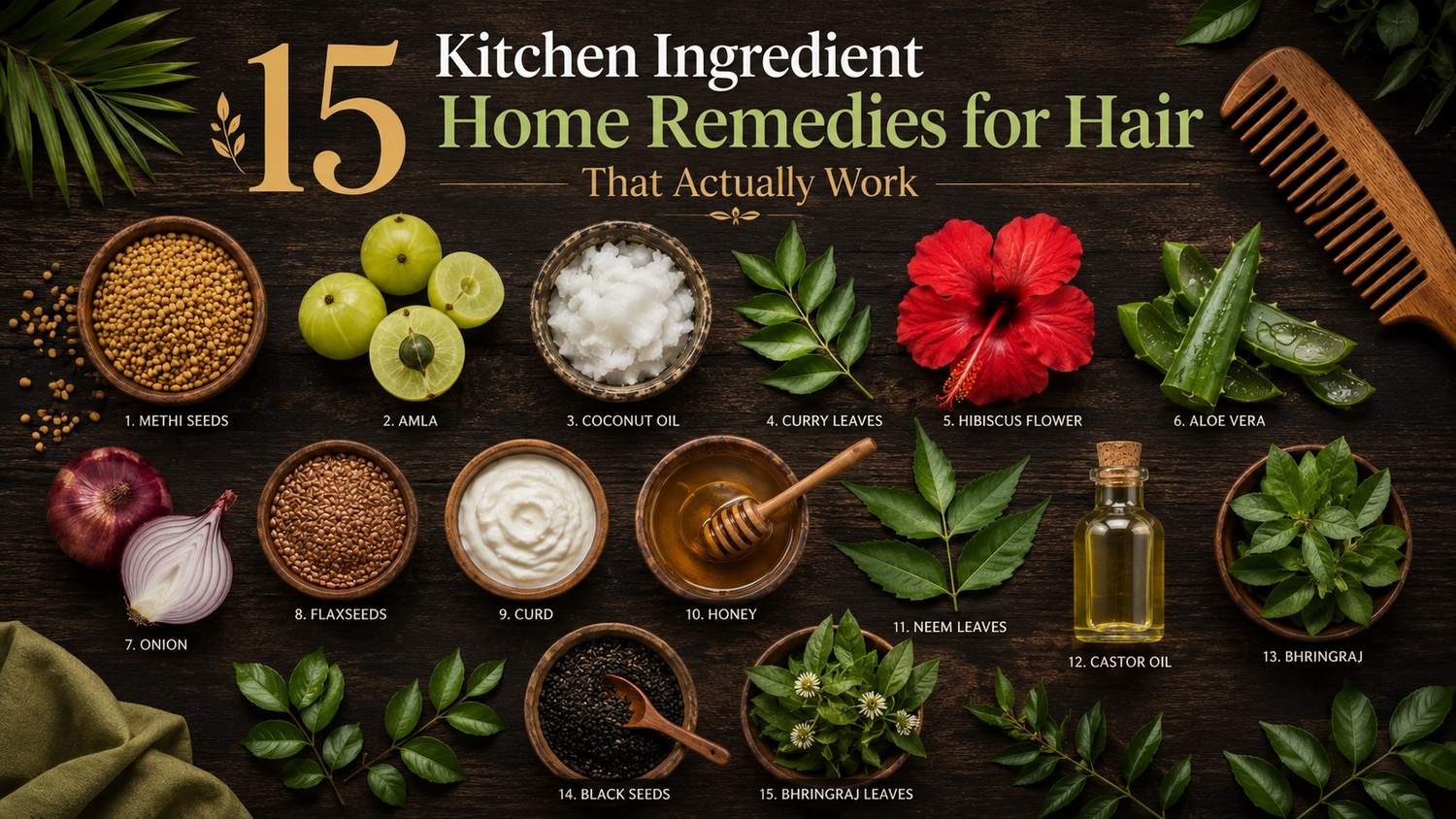 kitchen ingredient home remedies for hair with methi amla coconut oil and curry leaves