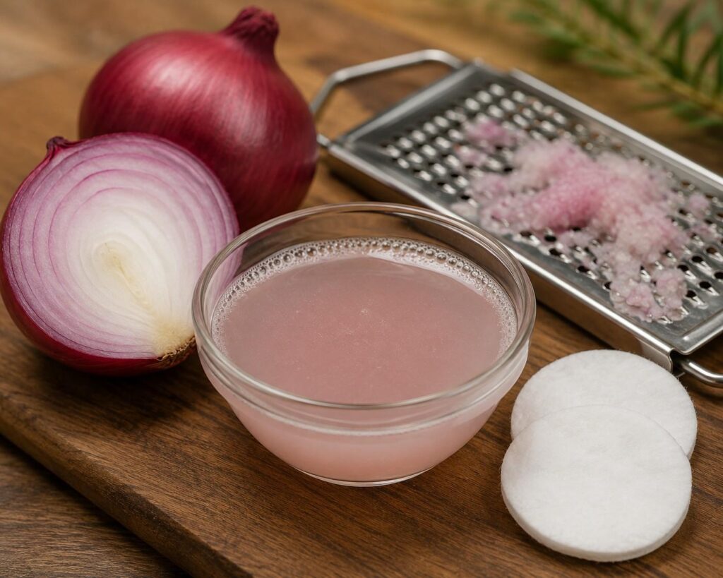 onion juice home remedy for hair growth and hair fall