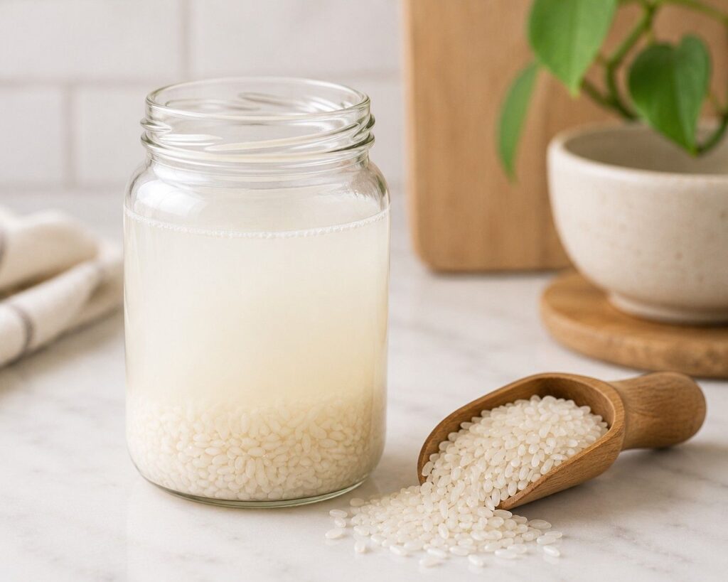 rice water rinse home remedy for shiny and frizz free hair