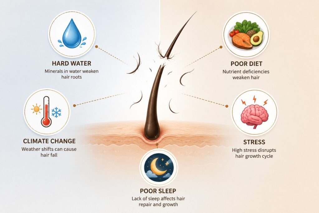 causes of hair fall after moving abroad