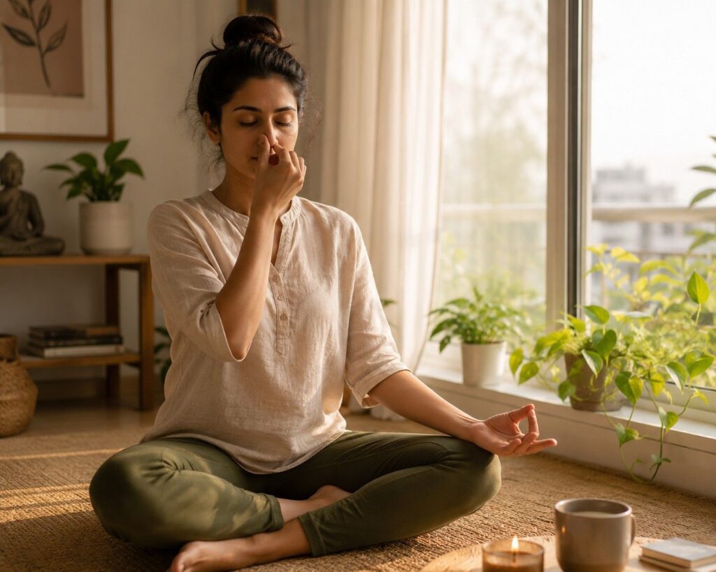 pranayama breathing for stress hair fall