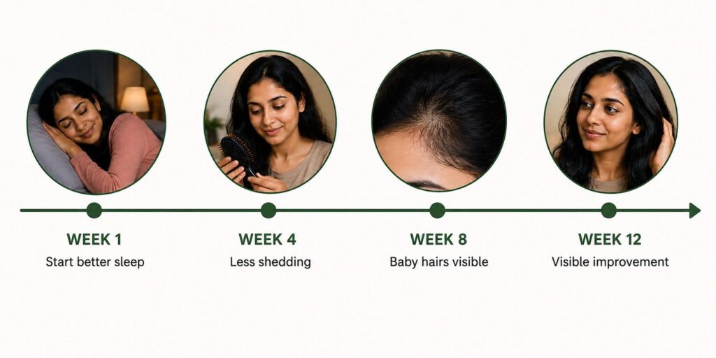 Hair regrowth timeline after improving sleep — what to expect week by week India