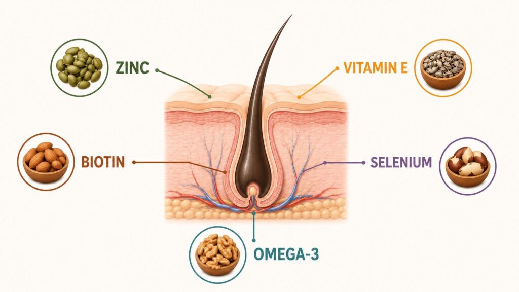 nutrients in nuts and seeds that support hair follicle growth