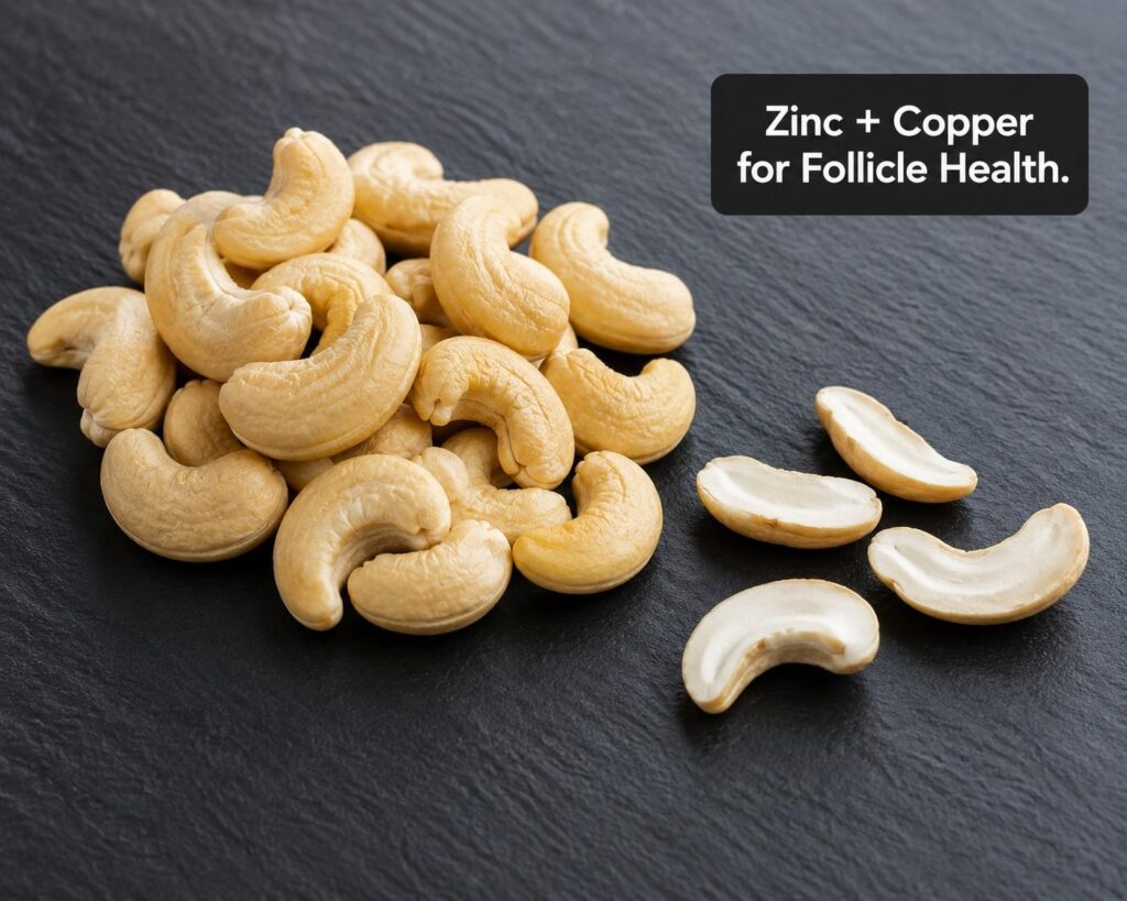 cashews for hair growth zinc and copper source