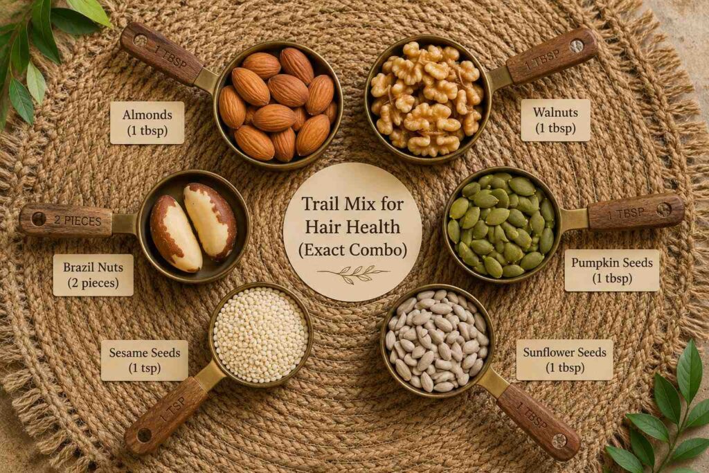 daily hair growth trail mix with nuts and seeds for Indians