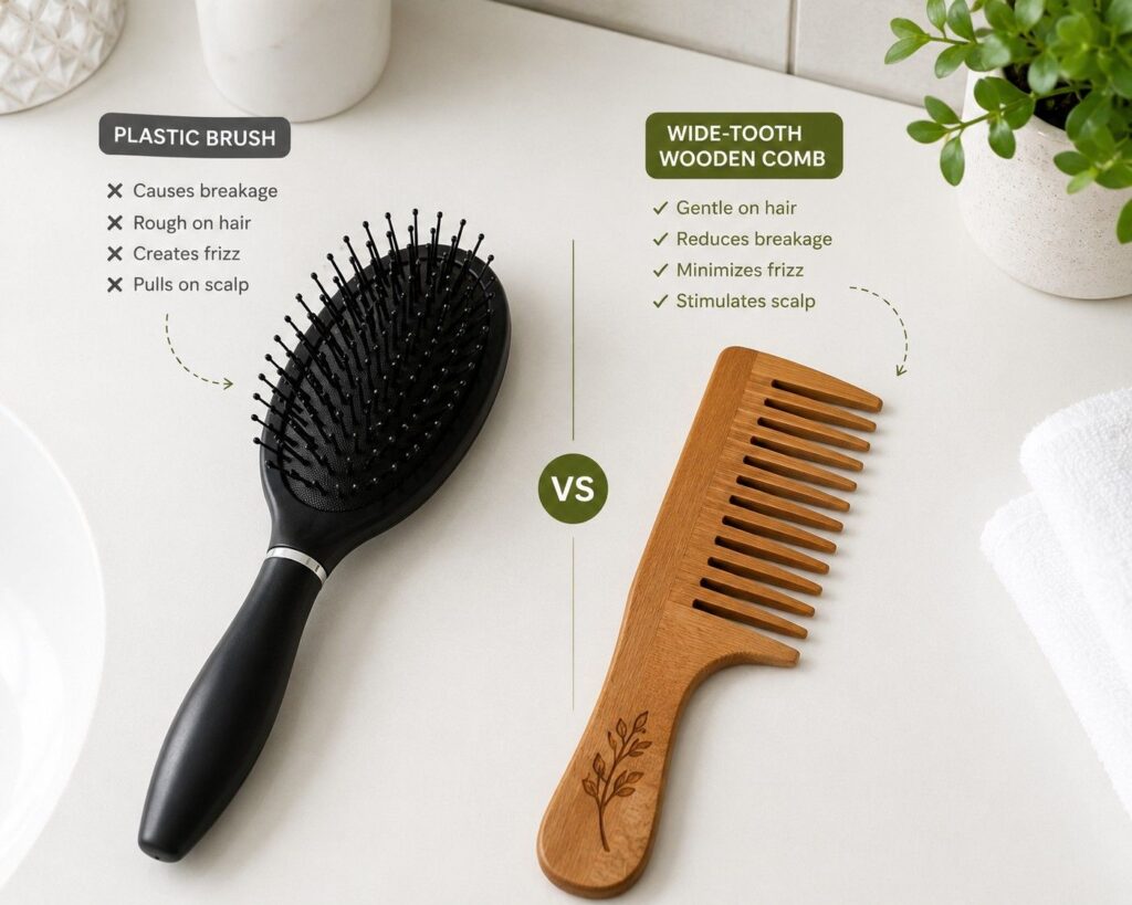 wide tooth comb for wet hair detangling — hair care tips