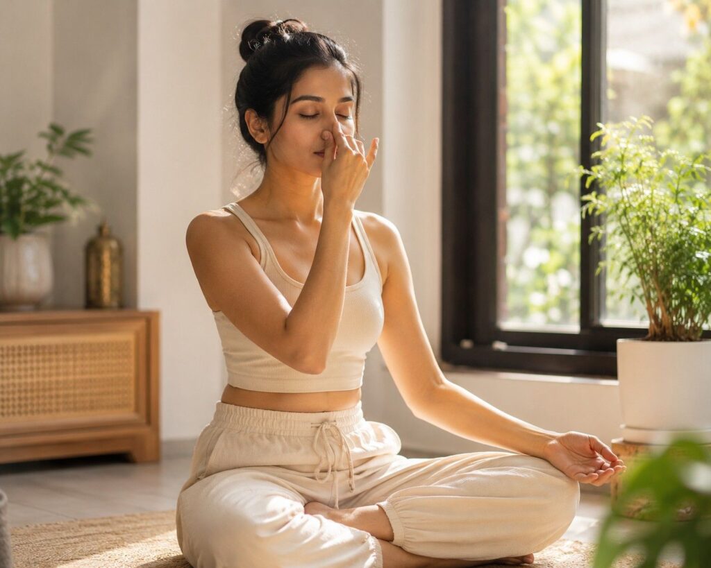 reduce stress for healthy hair growth — pranayama yoga India

