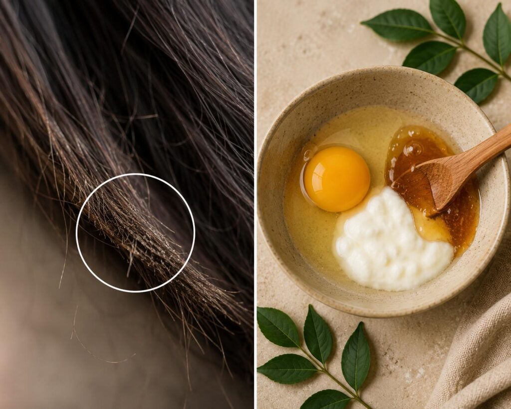 hair breakage split ends monsoon protein mask
