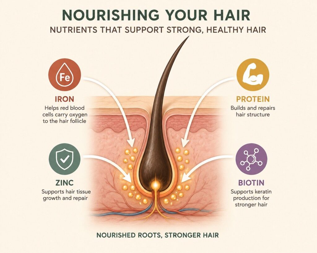 nutrients essential for hair follicle growth diagram