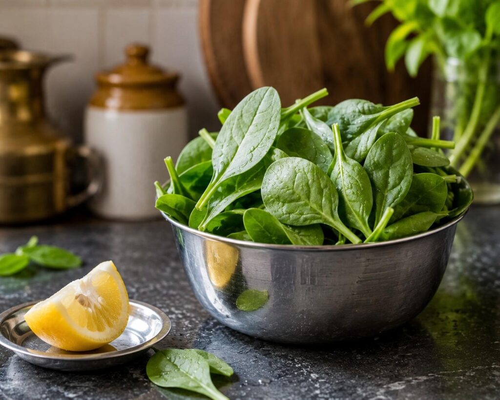 palak spinach with lemon for hair growth iron absorption