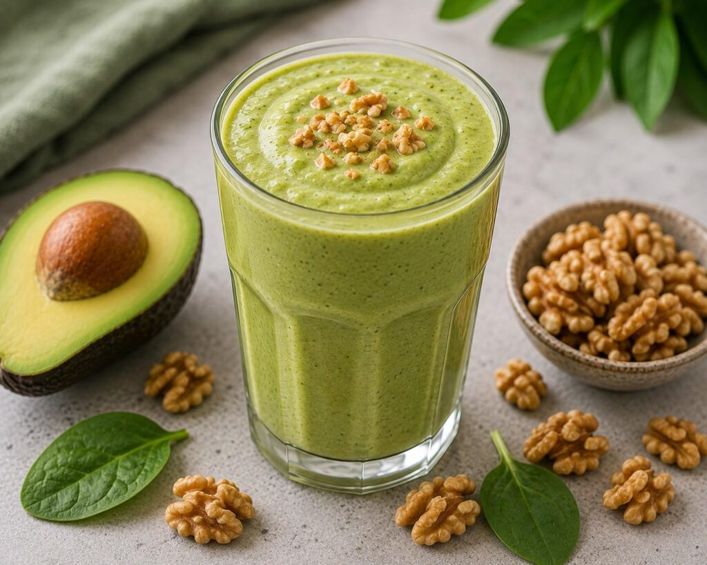 Avocado and walnut smoothie recipe for hair shine