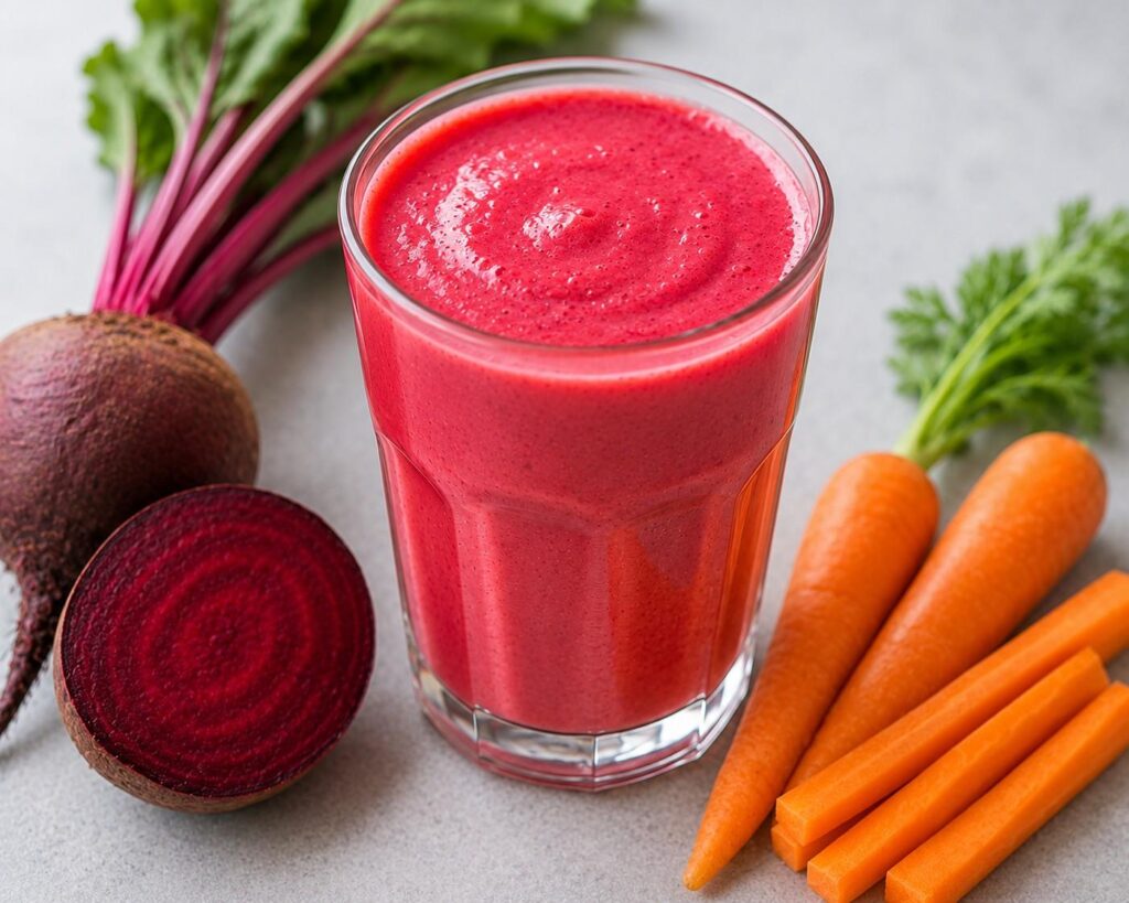 Beetroot and carrot smoothie for scalp blood circulation