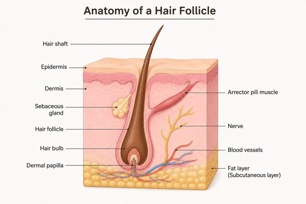 Diagram showing why chemotherapy affects hair follicles