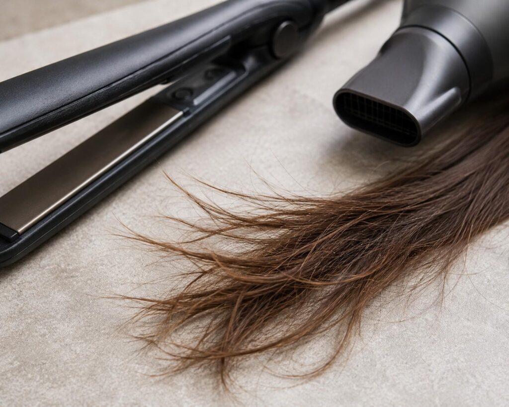 Hair breakage caused by heat styling tools