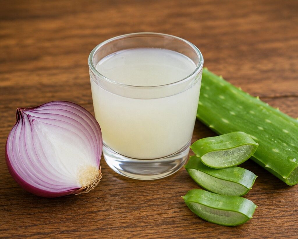 onion and aloe vera juice for hair thinning