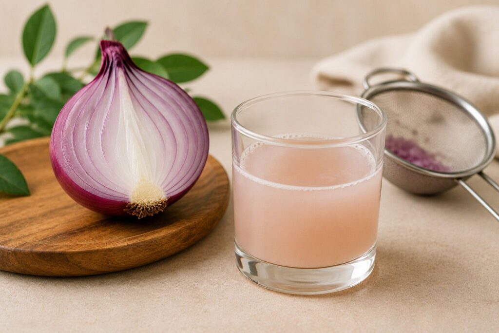 home remedies for hair fall from stress - onion juice