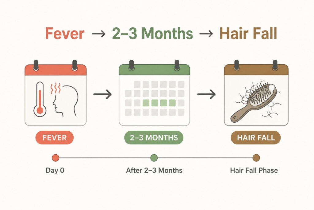 telogen effluvium hair fall after fever