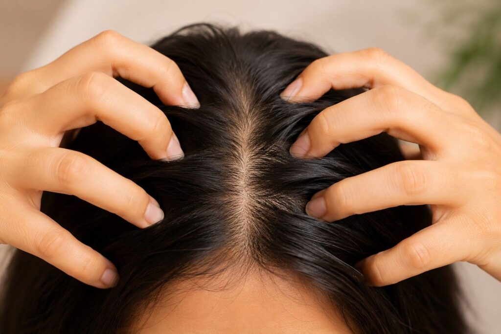 scalp massage step in daily hair care checklist for healthy hair