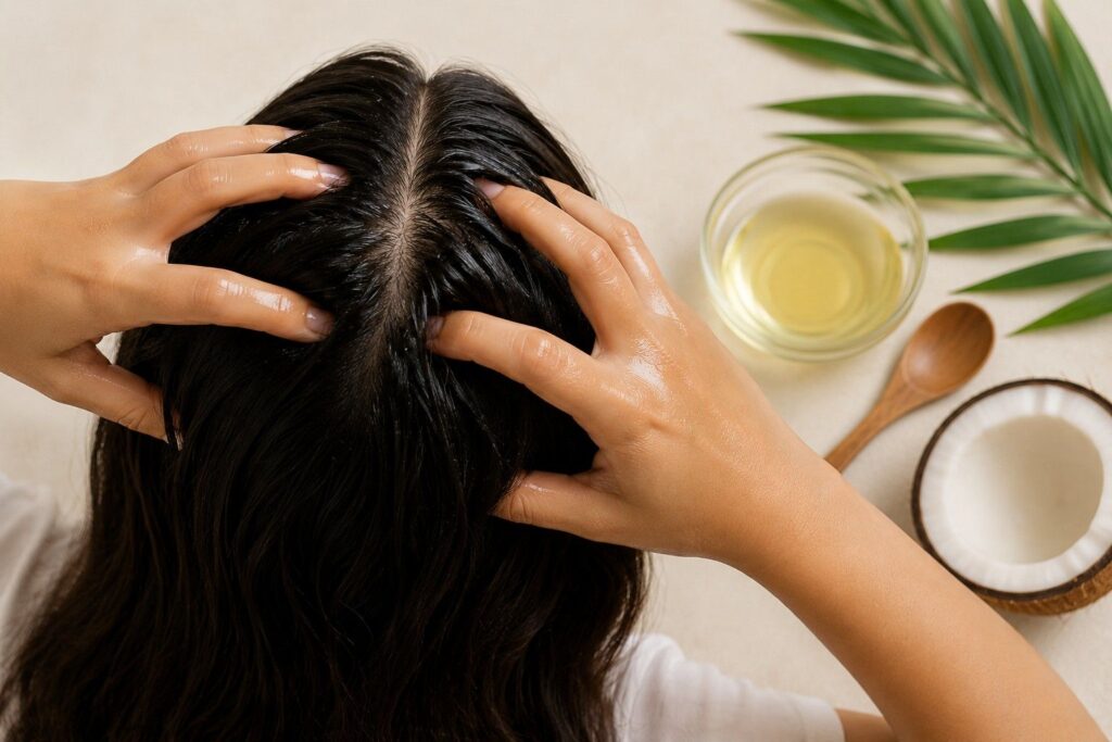 Scalp oiling habit for hair growth Indian hair care