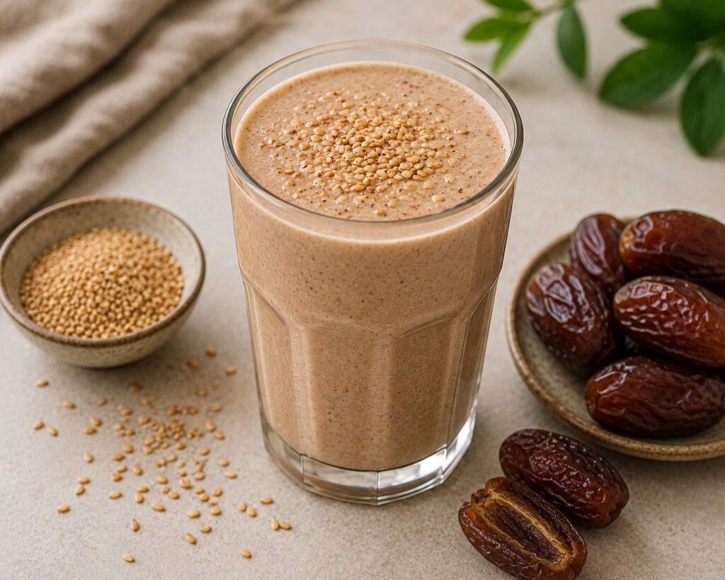 Sesame seed and date smoothie for zinc and iron