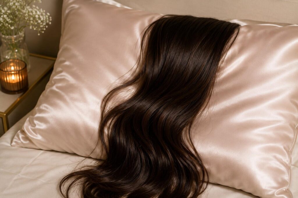 silk pillowcase to reduce hair frizz overnight