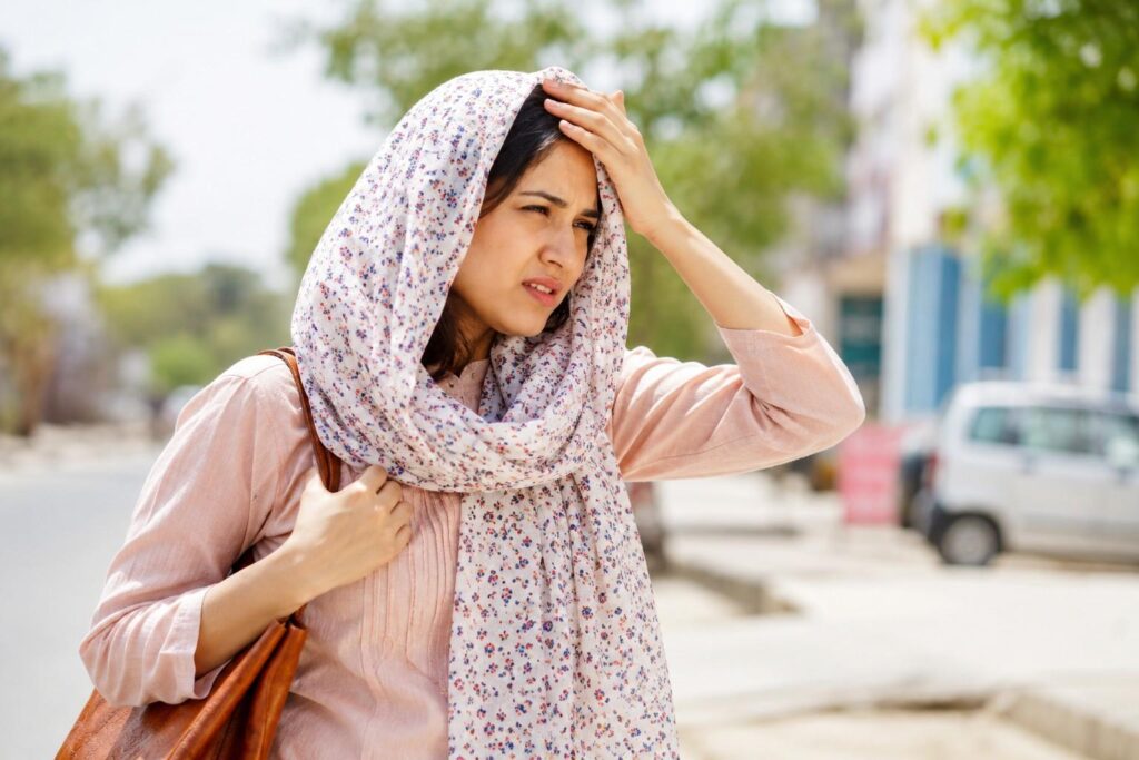 UV sun damage on hair and scarf protection