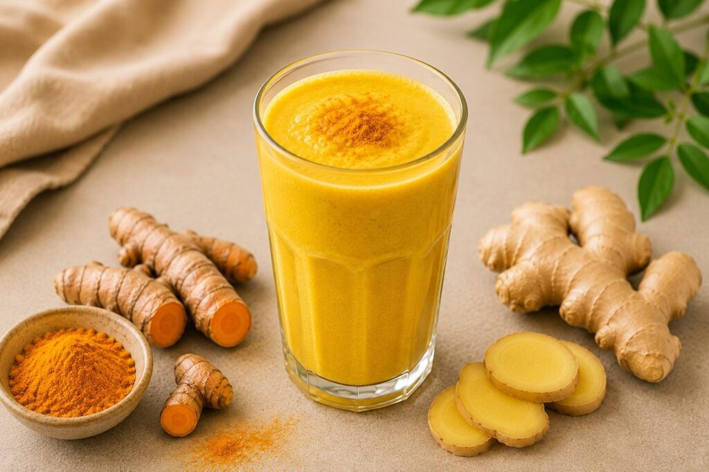 Turmeric and ginger smoothie for scalp inflammation