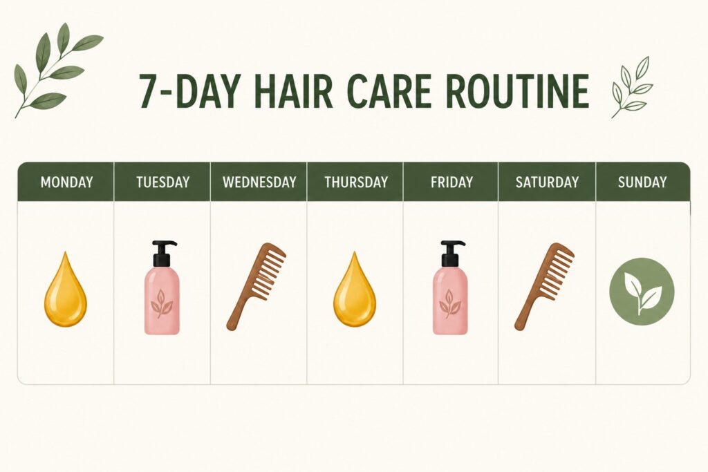 Weekly hair care routine chart for Indians living abroad