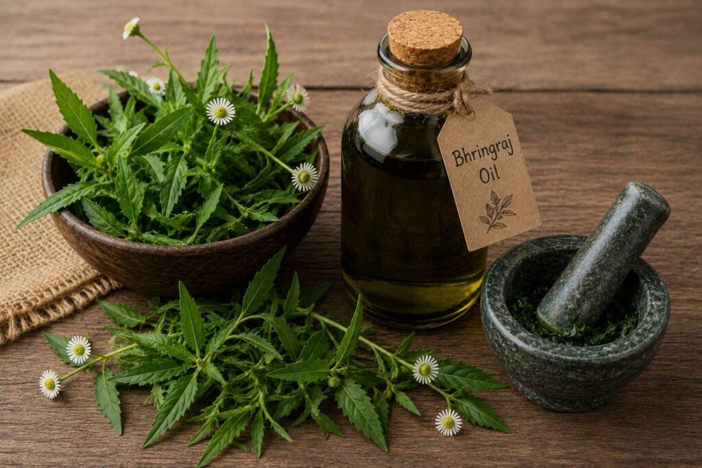 Bhringraj oil for hair growth ayurvedic remedy