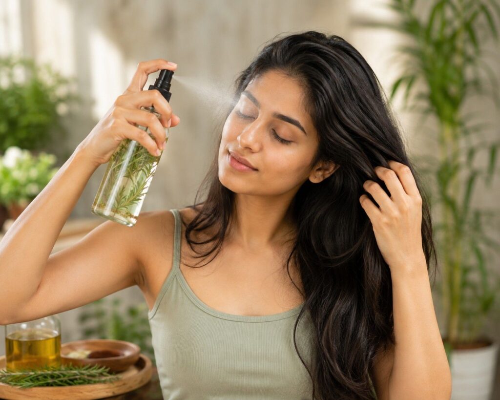 Homemade ayurvedic hair growth spray