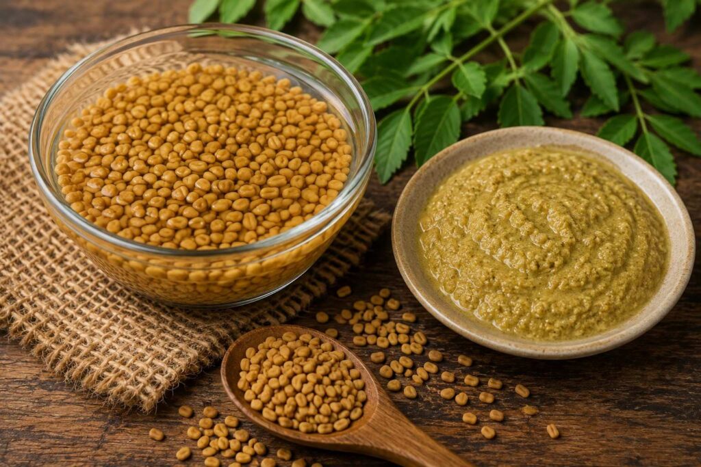 Methi fenugreek paste for hair fall control