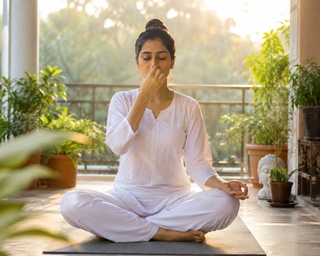 Yoga and pranayama for stress related hair fall